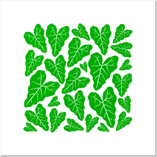 Green veiny heart shaped plant leaves pattern Posters and Art